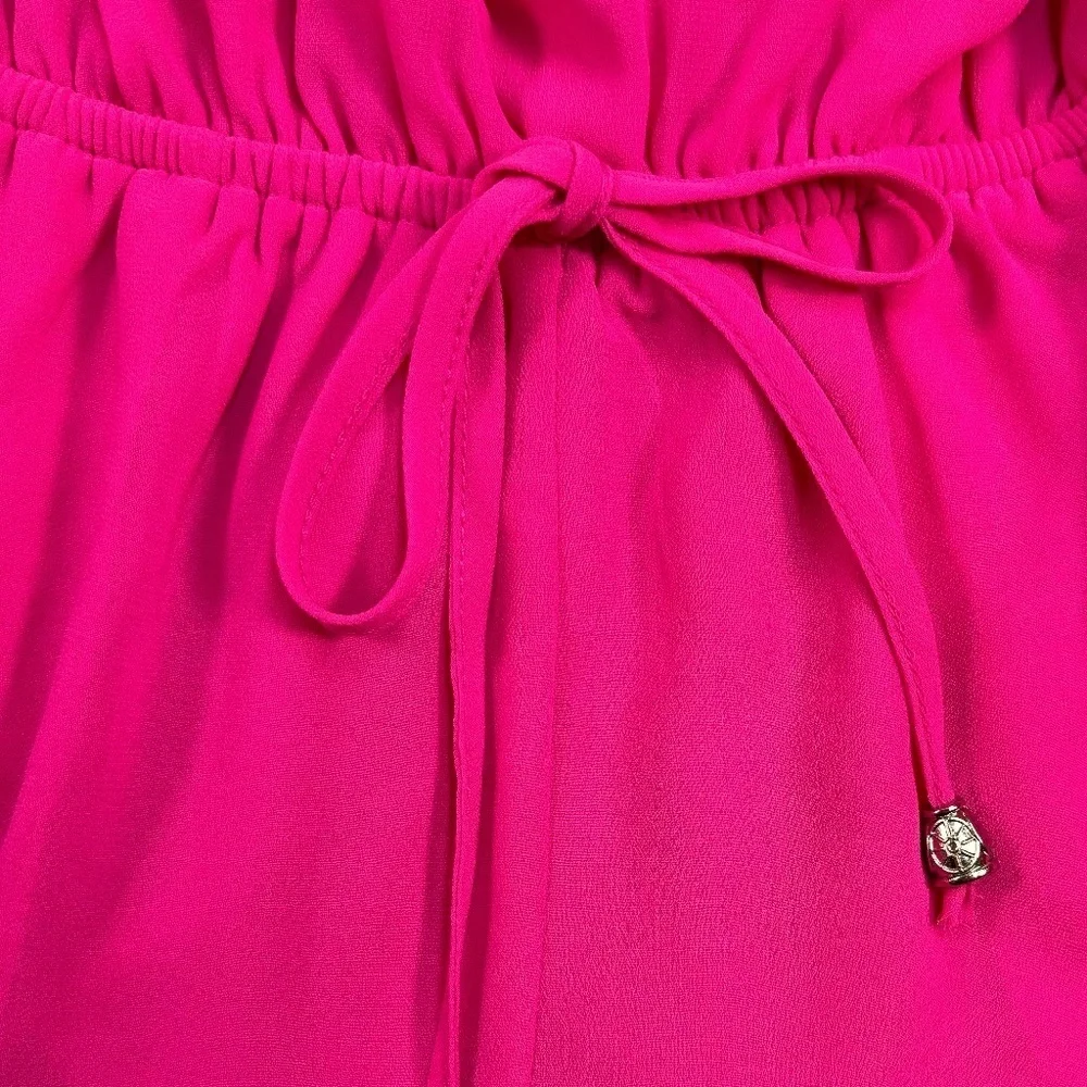 Ya Los Angeles Sleeveless Romper Womens Size Small Hot Pink Pockets Open Back - Picture 9 of 12